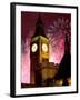 New Year Fireworks and Big Ben, Houses of Parliament, Westminster, London, England, United Kingdom,-Frank Fell-Framed Photographic Print