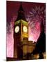 New Year Fireworks and Big Ben, Houses of Parliament, Westminster, London, England, United Kingdom,-Frank Fell-Mounted Photographic Print