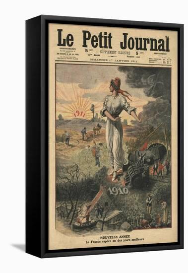 New Year, France Hopes for Better Days, Illustration from 'Le Petit Journal', 1st January 1911-French School-Framed Stretched Canvas