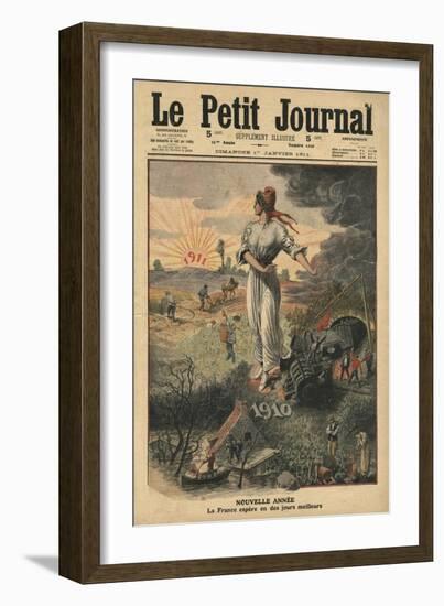 New Year, France Hopes for Better Days, Illustration from 'Le Petit Journal', 1st January 1911-French School-Framed Giclee Print