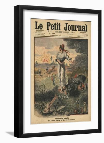 New Year, France Hopes for Better Days, Illustration from 'Le Petit Journal', 1st January 1911-French School-Framed Giclee Print