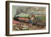 New Year Greeting - Little Boy Dumping Money in Train-Lantern Press-Framed Art Print