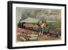 New Year Greeting - Little Boy Dumping Money in Train-Lantern Press-Framed Art Print