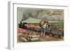 New Year Greeting - Little Boy Dumping Money in Train-Lantern Press-Framed Art Print