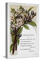 New Year Greetings Card With Floral Decoration and Poem by G. Herbert-W. Dickes-Stretched Canvas