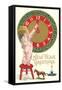 New Year Greetings, Victorian Boy with Clock-null-Framed Stretched Canvas
