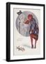 New Year's Card with a Girl and a Snowman (Colour Litho)-Xavier Sager-Framed Giclee Print