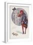 New Year's Card with a Girl and a Snowman (Colour Litho)-Xavier Sager-Framed Giclee Print