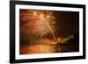 New Year's Eve Fireworks, Kings Beach, Sunshine Coast, Queensland, Australia-Mark A Johnson-Framed Photographic Print