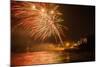 New Year's Eve Fireworks, Kings Beach, Sunshine Coast, Queensland, Australia-Mark A Johnson-Mounted Photographic Print