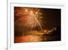 New Year's Eve Fireworks, Kings Beach, Sunshine Coast, Queensland, Australia-Mark A Johnson-Framed Photographic Print