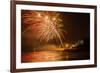 New Year's Eve Fireworks, Kings Beach, Sunshine Coast, Queensland, Australia-Mark A Johnson-Framed Photographic Print