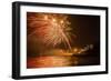 New Year's Eve Fireworks, Kings Beach, Sunshine Coast, Queensland, Australia-Mark A Johnson-Framed Photographic Print