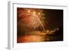 New Year's Eve Fireworks, Kings Beach, Sunshine Coast, Queensland, Australia-Mark A Johnson-Framed Photographic Print