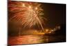 New Year's Eve Fireworks, Kings Beach, Sunshine Coast, Queensland, Australia-Mark A Johnson-Mounted Photographic Print