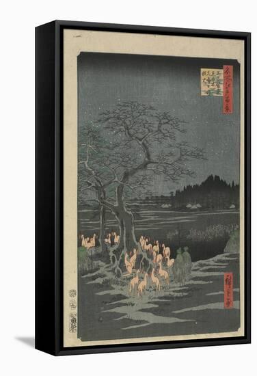 New Year's Eve Foxfires at the Hackberry Tree in O_Ji, 1857-Utagawa Hiroshige-Framed Stretched Canvas