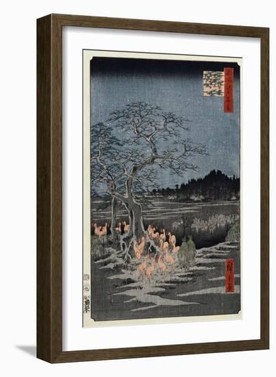 New Year's Eve Foxfires at the Nettle Tree, Oji', from the Series, 'One Hundred Famous Views of Edo-Utagawa Hiroshige-Framed Giclee Print