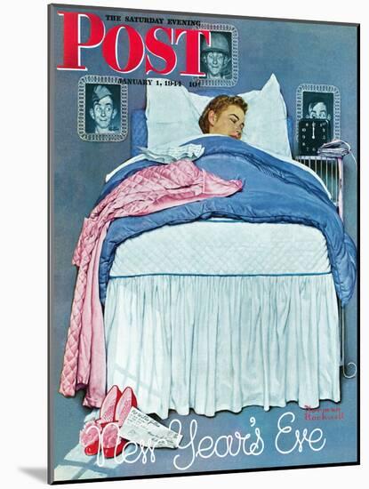 "New Year's Eve" Saturday Evening Post Cover, January 1,1944-Norman Rockwell-Mounted Giclee Print