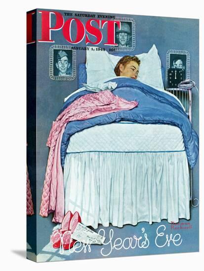 "New Year's Eve" Saturday Evening Post Cover, January 1,1944-Norman Rockwell-Stretched Canvas