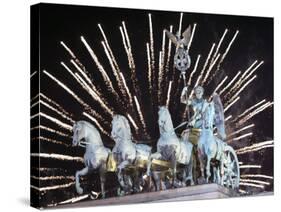 New Year's Fireworks above the Quadriga at the Brandenburg Gate in Berlin, Germany, c.2007-Michael Sohn-Stretched Canvas