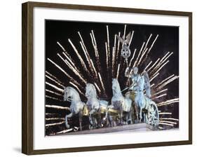 New Year's Fireworks above the Quadriga at the Brandenburg Gate in Berlin, Germany, c.2007-Michael Sohn-Framed Photographic Print