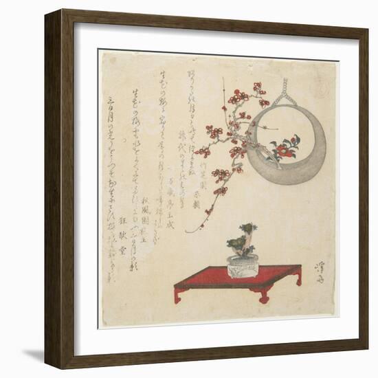 (New Year's Flower Arrangement on a Table and in a Hanging Vase), Early 19th Century-Keisai Eisen-Framed Giclee Print