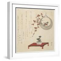 (New Year's Flower Arrangement on a Table and in a Hanging Vase), Early 19th Century-Keisai Eisen-Framed Giclee Print