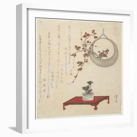 (New Year's Flower Arrangement on a Table and in a Hanging Vase), Early 19th Century-Keisai Eisen-Framed Giclee Print