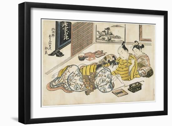 New Year's Gathering Within a Brothel, 1741-1744-Okumura Masanobu-Framed Premium Giclee Print