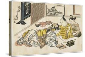 New Year's Gathering Within a Brothel, 1741-1744-Okumura Masanobu-Stretched Canvas