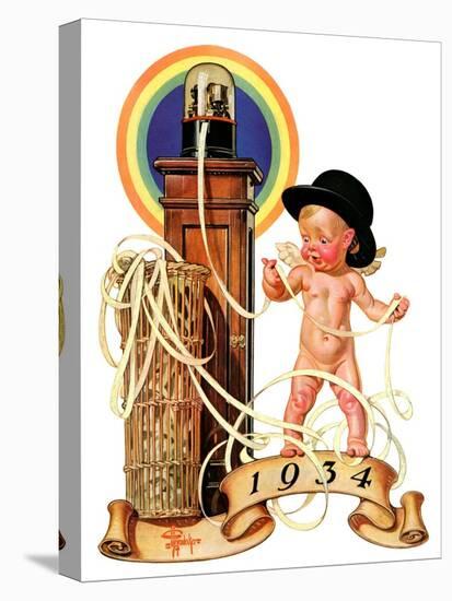 "New Year Tickertape,"December 30, 1933-Joseph Christian Leyendecker-Stretched Canvas