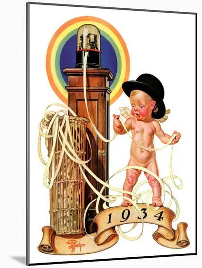 "New Year Tickertape,"December 30, 1933-Joseph Christian Leyendecker-Mounted Giclee Print