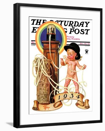 "New Year Tickertape," Saturday Evening Post Cover, December 30, 1933-Joseph Christian Leyendecker-Framed Giclee Print