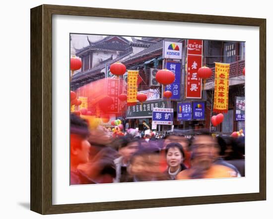 New Years Crowd on the Streets of Old Nanjing, Nanjing, Jiangsu Province, China-Charles Crust-Framed Premium Photographic Print