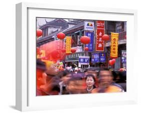 New Years Crowd on the Streets of Old Nanjing, Nanjing, Jiangsu Province, China-Charles Crust-Framed Premium Photographic Print