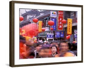 New Years Crowd on the Streets of Old Nanjing, Nanjing, Jiangsu Province, China-Charles Crust-Framed Photographic Print