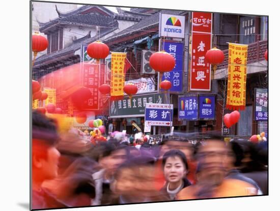 New Years Crowd on the Streets of Old Nanjing, Nanjing, Jiangsu Province, China-Charles Crust-Mounted Photographic Print