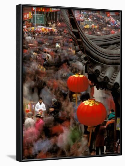 New Years Crowd Winds Beyond the Confucious Temple, Nanjing, Jiangsu Province, China-Charles Crust-Framed Photographic Print