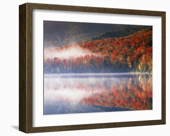 New York, Adirondack Mts, Fall and Fog Reflecting in Heart Lake-Christopher Talbot Frank-Framed Premium Photographic Print