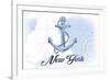 New York - Anchor - Blue - Coastal Icon-Lantern Press-Framed Premium Giclee Print