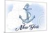 New York - Anchor - Blue - Coastal Icon-Lantern Press-Mounted Premium Giclee Print