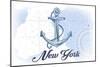 New York - Anchor - Blue - Coastal Icon-Lantern Press-Mounted Art Print