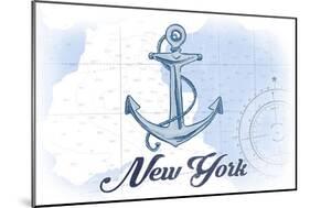 New York - Anchor - Blue - Coastal Icon-Lantern Press-Mounted Art Print