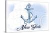 New York - Anchor - Blue - Coastal Icon-Lantern Press-Stretched Canvas