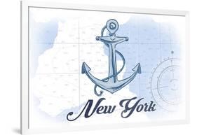 New York - Anchor - Blue - Coastal Icon-Lantern Press-Framed Art Print