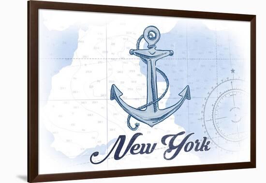 New York - Anchor - Blue - Coastal Icon-Lantern Press-Framed Art Print