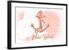 New York - Anchor - Coral - Coastal Icon-Lantern Press-Framed Art Print