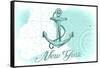 New York - Anchor - Teal - Coastal Icon-Lantern Press-Framed Stretched Canvas