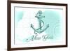 New York - Anchor - Teal - Coastal Icon-Lantern Press-Framed Art Print