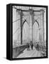 New York and Brooklyn Bridge; (People Standing and Walking On) Manhattan Tower-George P. Hall-Framed Stretched Canvas